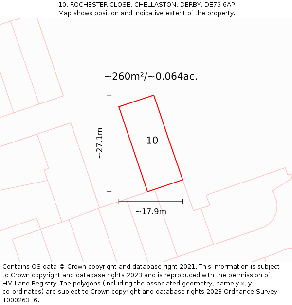 10, ROCHESTER CLOSE, CHELLASTON, DERBY, DE73 6AP: Plot and title map