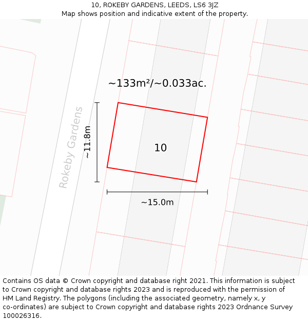 10, ROKEBY GARDENS, LEEDS, LS6 3JZ: Plot and title map