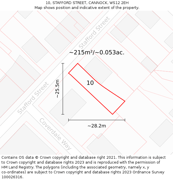 10, STAFFORD STREET, CANNOCK, WS12 2EH: Plot and title map