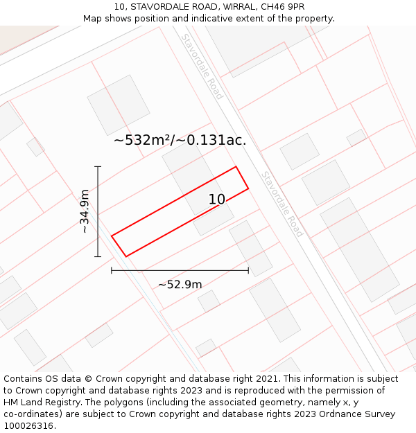 10, STAVORDALE ROAD, WIRRAL, CH46 9PR: Plot and title map