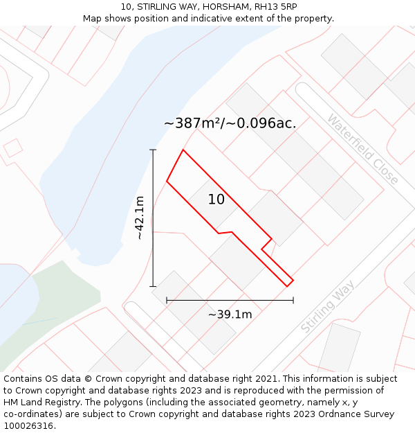 10, STIRLING WAY, HORSHAM, RH13 5RP: Plot and title map