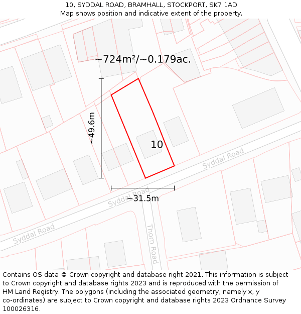 10, SYDDAL ROAD, BRAMHALL, STOCKPORT, SK7 1AD: Plot and title map