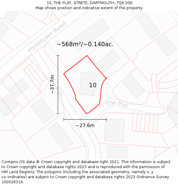 10, THE PLAT, STRETE, DARTMOUTH, TQ6 0SE: Plot and title map