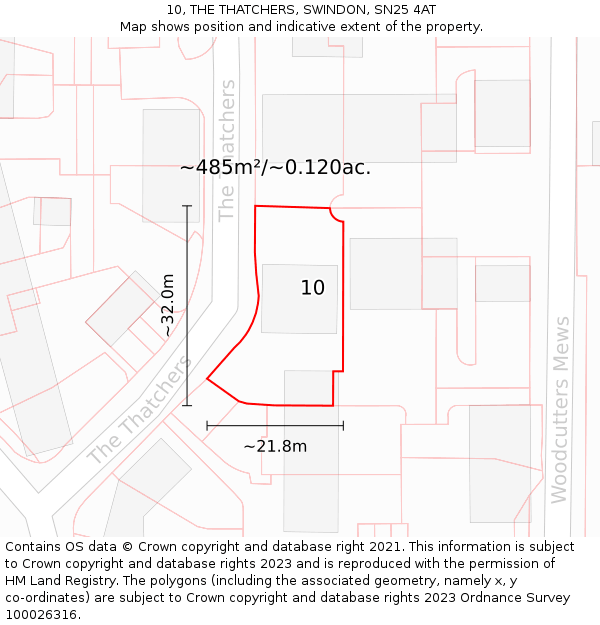 10, THE THATCHERS, SWINDON, SN25 4AT: Plot and title map