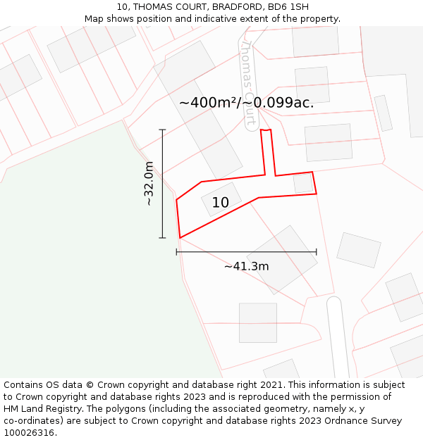 10, THOMAS COURT, BRADFORD, BD6 1SH: Plot and title map