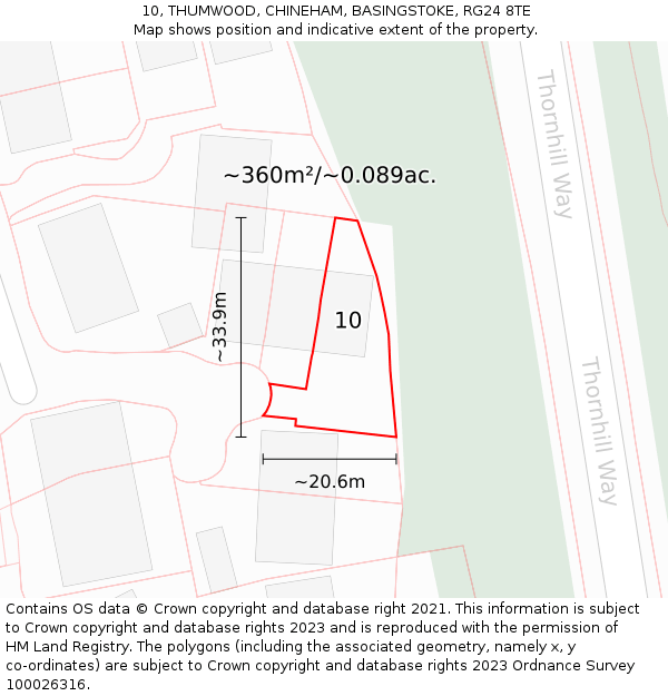 10, THUMWOOD, CHINEHAM, BASINGSTOKE, RG24 8TE: Plot and title map