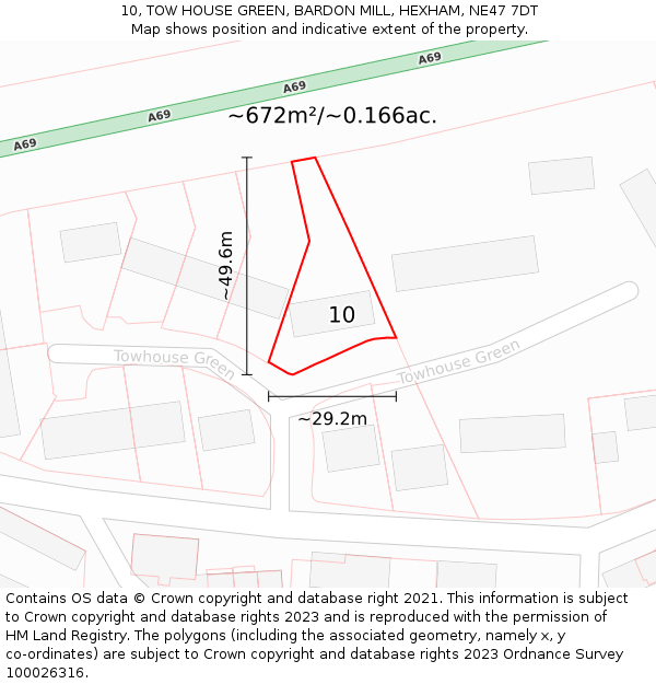 10, TOW HOUSE GREEN, BARDON MILL, HEXHAM, NE47 7DT: Plot and title map