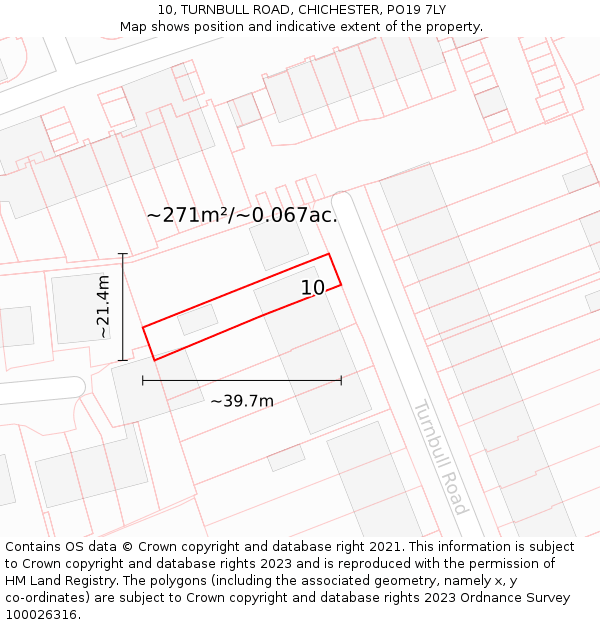 10, TURNBULL ROAD, CHICHESTER, PO19 7LY: Plot and title map