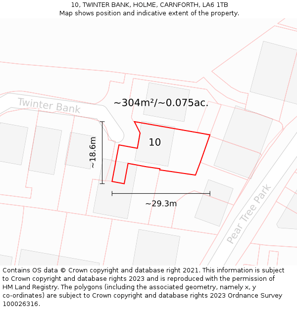 10, TWINTER BANK, HOLME, CARNFORTH, LA6 1TB: Plot and title map