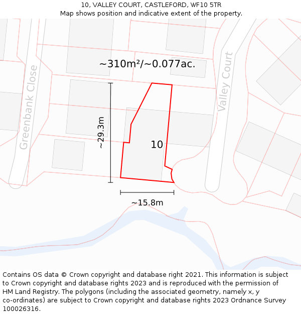 10, VALLEY COURT, CASTLEFORD, WF10 5TR: Plot and title map