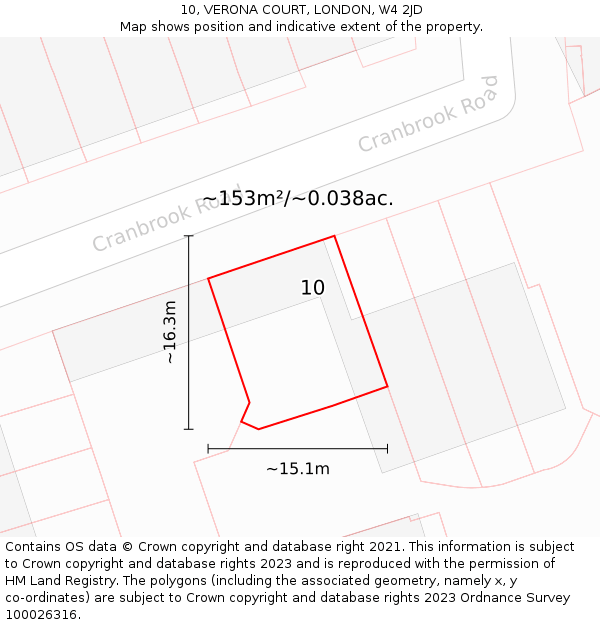 10, VERONA COURT, LONDON, W4 2JD: Plot and title map