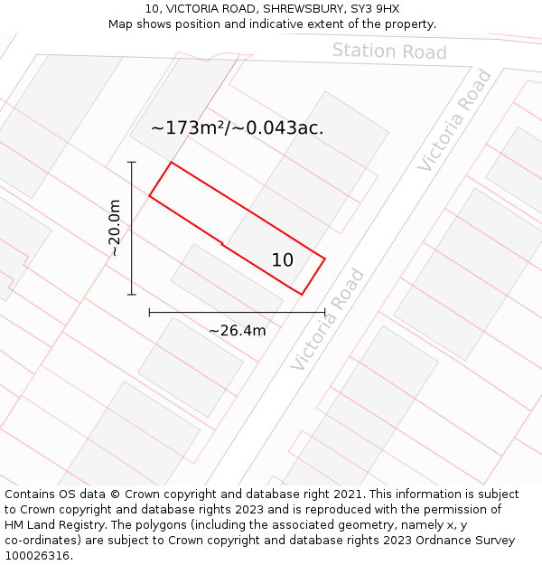 10, VICTORIA ROAD, SHREWSBURY, SY3 9HX: Plot and title map