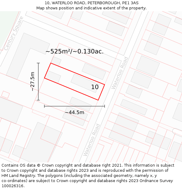 10, WATERLOO ROAD, PETERBOROUGH, PE1 3AS: Plot and title map