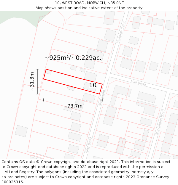 10, WEST ROAD, NORWICH, NR5 0NE: Plot and title map