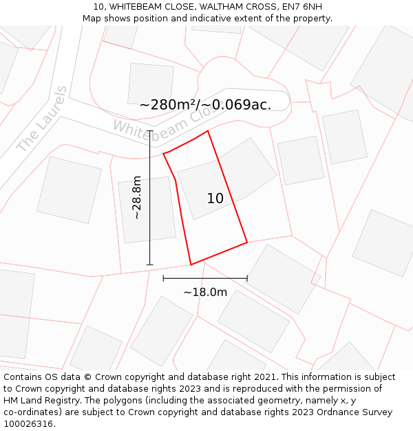 10, WHITEBEAM CLOSE, WALTHAM CROSS, EN7 6NH: Plot and title map