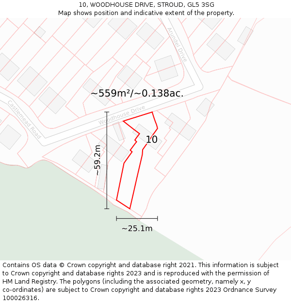 10, WOODHOUSE DRIVE, STROUD, GL5 3SG: Plot and title map