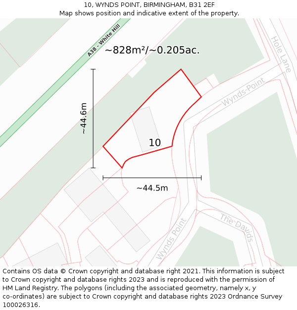 10, WYNDS POINT, BIRMINGHAM, B31 2EF: Plot and title map