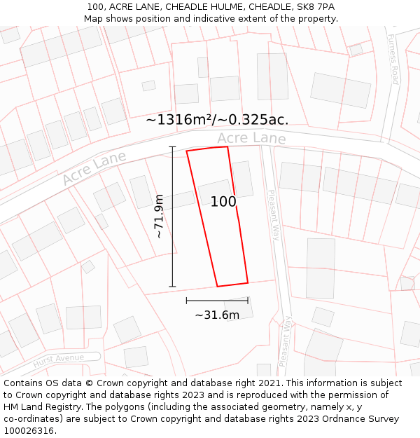 100, ACRE LANE, CHEADLE HULME, CHEADLE, SK8 7PA: Plot and title map