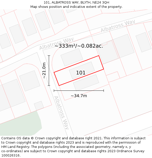 101, ALBATROSS WAY, BLYTH, NE24 3QH: Plot and title map