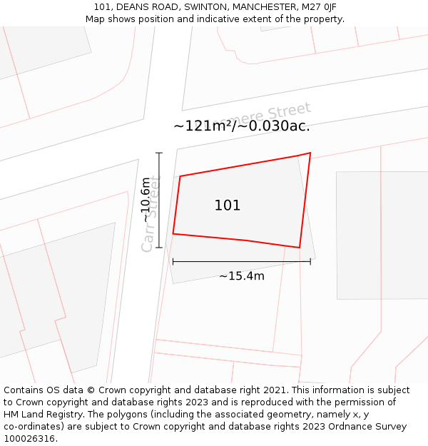 101, DEANS ROAD, SWINTON, MANCHESTER, M27 0JF: Plot and title map