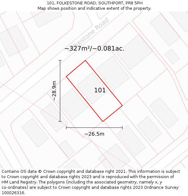 101, FOLKESTONE ROAD, SOUTHPORT, PR8 5PH: Plot and title map