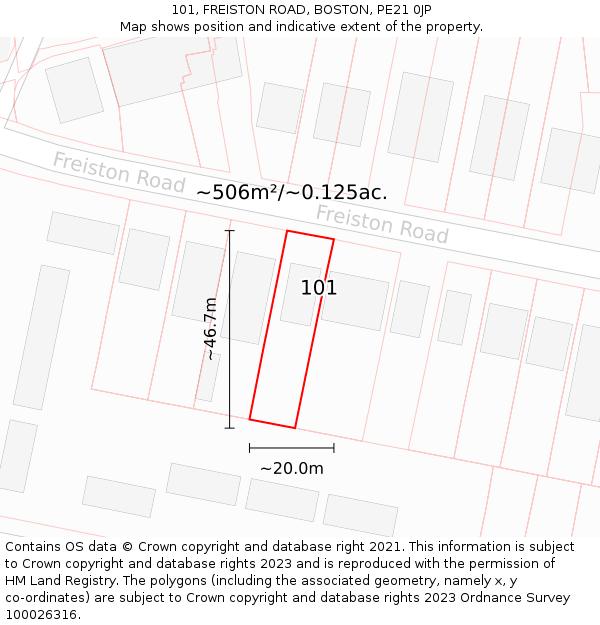 101, FREISTON ROAD, BOSTON, PE21 0JP: Plot and title map