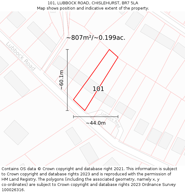 101, LUBBOCK ROAD, CHISLEHURST, BR7 5LA: Plot and title map