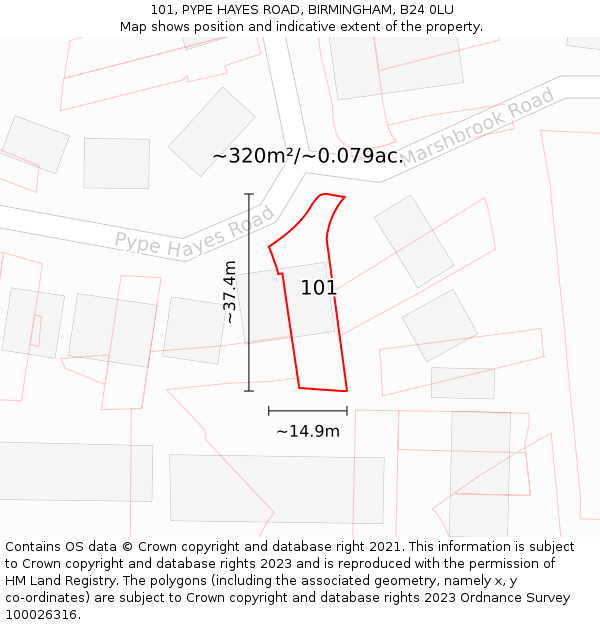 101, PYPE HAYES ROAD, BIRMINGHAM, B24 0LU: Plot and title map