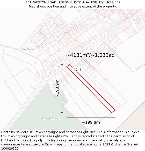 101, WESTON ROAD, ASTON CLINTON, AYLESBURY, HP22 5EP: Plot and title map