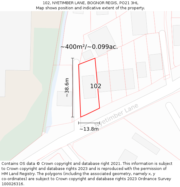 102, NYETIMBER LANE, BOGNOR REGIS, PO21 3HL: Plot and title map