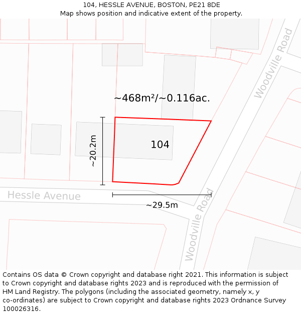 104, HESSLE AVENUE, BOSTON, PE21 8DE: Plot and title map