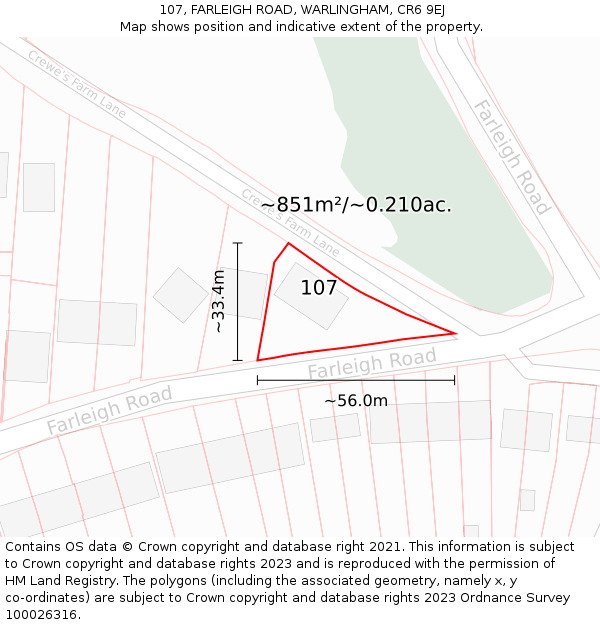 107, FARLEIGH ROAD, WARLINGHAM, CR6 9EJ: Plot and title map