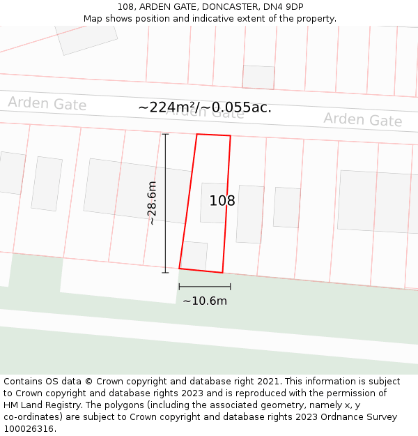 108, ARDEN GATE, DONCASTER, DN4 9DP: Plot and title map