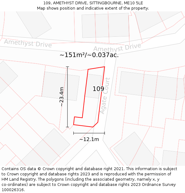 109, AMETHYST DRIVE, SITTINGBOURNE, ME10 5LE: Plot and title map