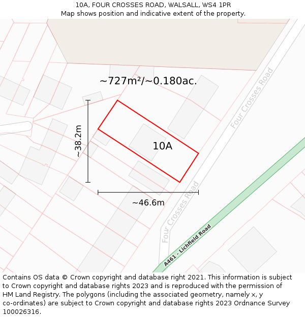 10A, FOUR CROSSES ROAD, WALSALL, WS4 1PR: Plot and title map