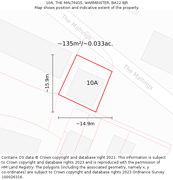 10A, THE MALTINGS, WARMINSTER, BA12 8JR: Plot and title map