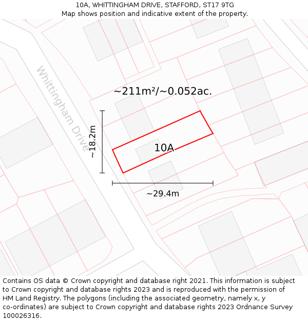 10A, WHITTINGHAM DRIVE, STAFFORD, ST17 9TG: Plot and title map