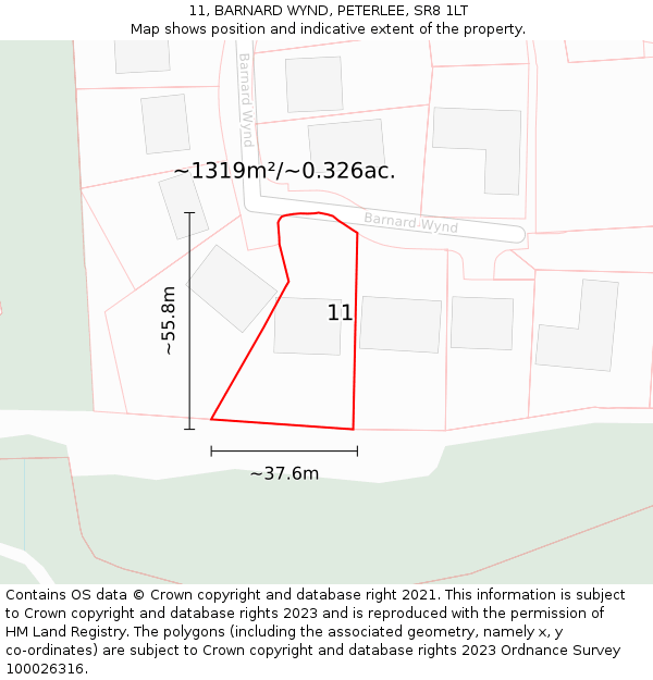 11, BARNARD WYND, PETERLEE, SR8 1LT: Plot and title map