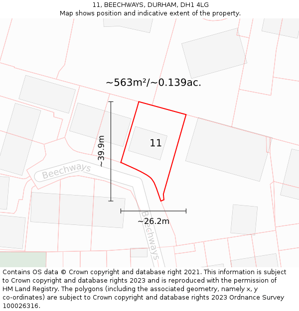 11, BEECHWAYS, DURHAM, DH1 4LG: Plot and title map