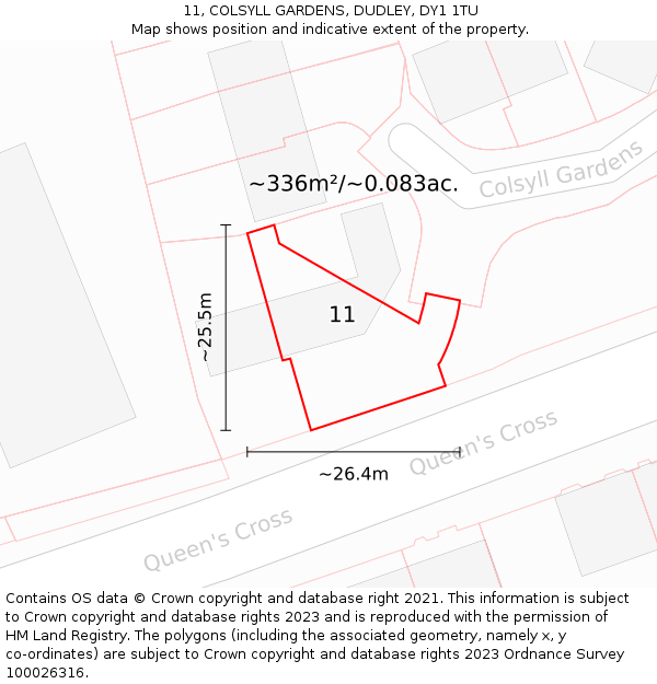 11, COLSYLL GARDENS, DUDLEY, DY1 1TU: Plot and title map