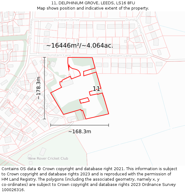 11, DELPHINIUM GROVE, LEEDS, LS16 8FU: Plot and title map