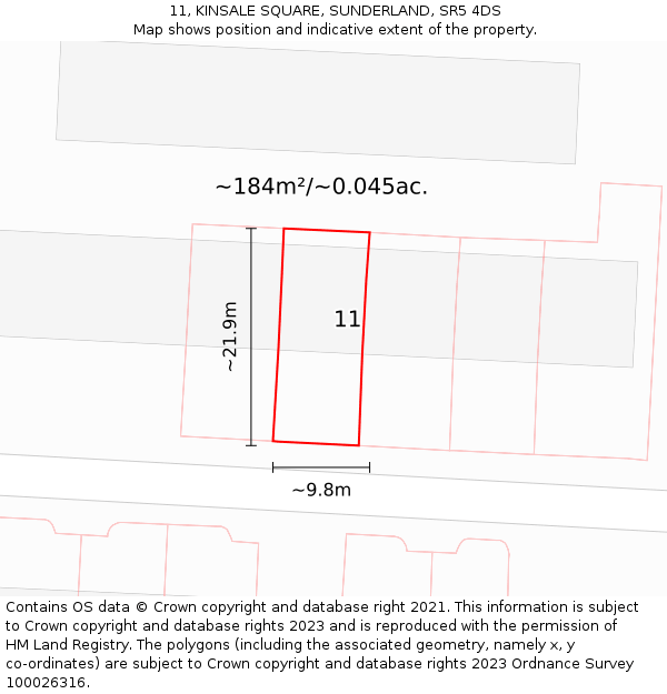 11, KINSALE SQUARE, SUNDERLAND, SR5 4DS: Plot and title map