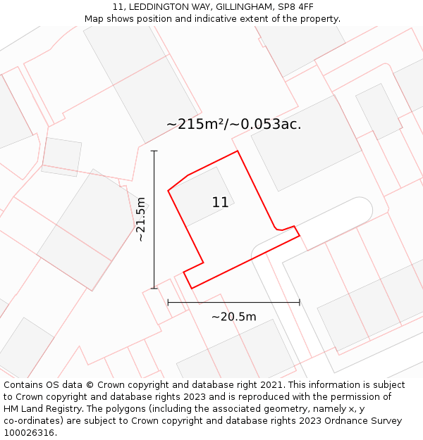 11, LEDDINGTON WAY, GILLINGHAM, SP8 4FF: Plot and title map