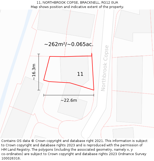 11, NORTHBROOK COPSE, BRACKNELL, RG12 0UA: Plot and title map