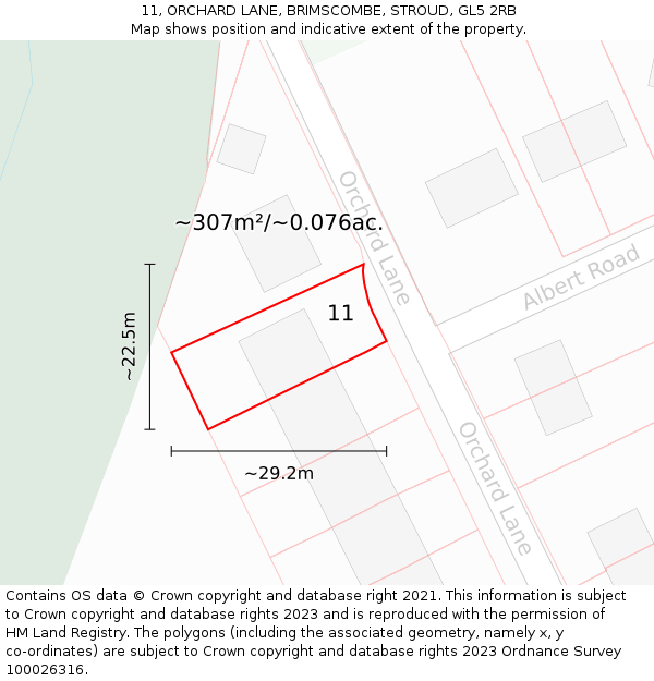 11, ORCHARD LANE, BRIMSCOMBE, STROUD, GL5 2RB: Plot and title map