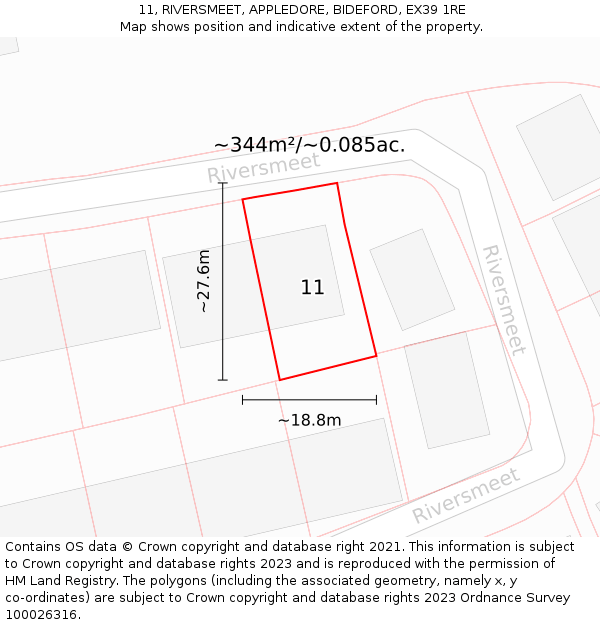 11, RIVERSMEET, APPLEDORE, BIDEFORD, EX39 1RE: Plot and title map
