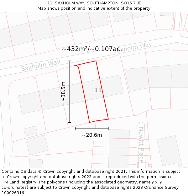 11, SAXHOLM WAY, SOUTHAMPTON, SO16 7HB: Plot and title map