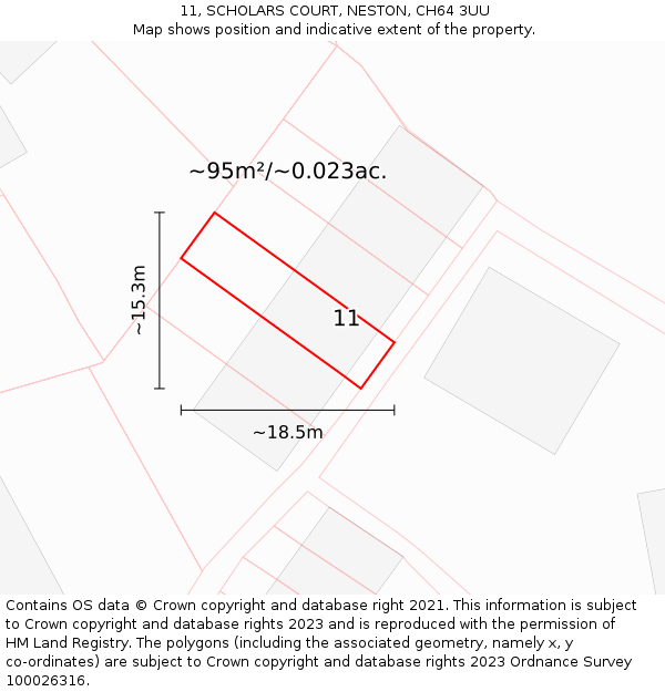 11, SCHOLARS COURT, NESTON, CH64 3UU: Plot and title map