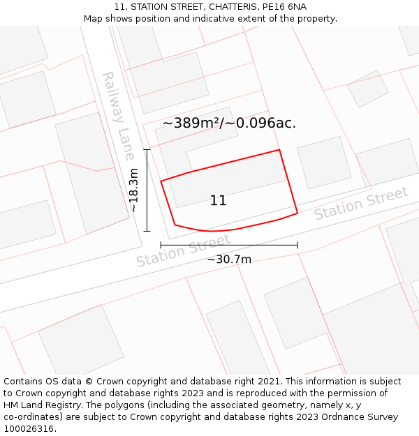 11, STATION STREET, CHATTERIS, PE16 6NA: Plot and title map