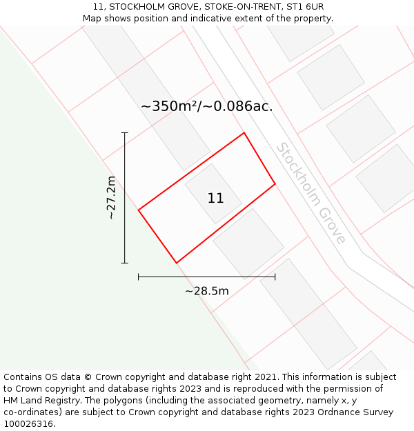 11, STOCKHOLM GROVE, STOKE-ON-TRENT, ST1 6UR: Plot and title map